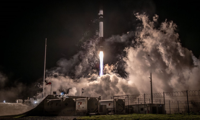 Rocket Lab Electron lifting off at night · official company photograph