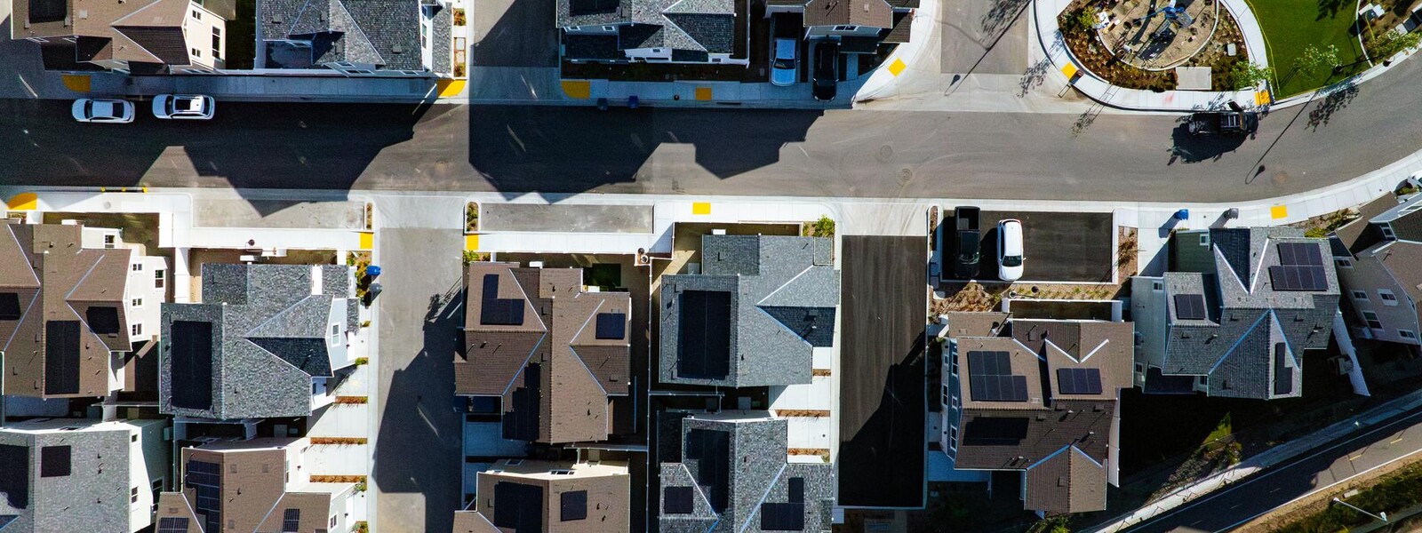 Rooftop solar systems photographed for Sunrun investor relations